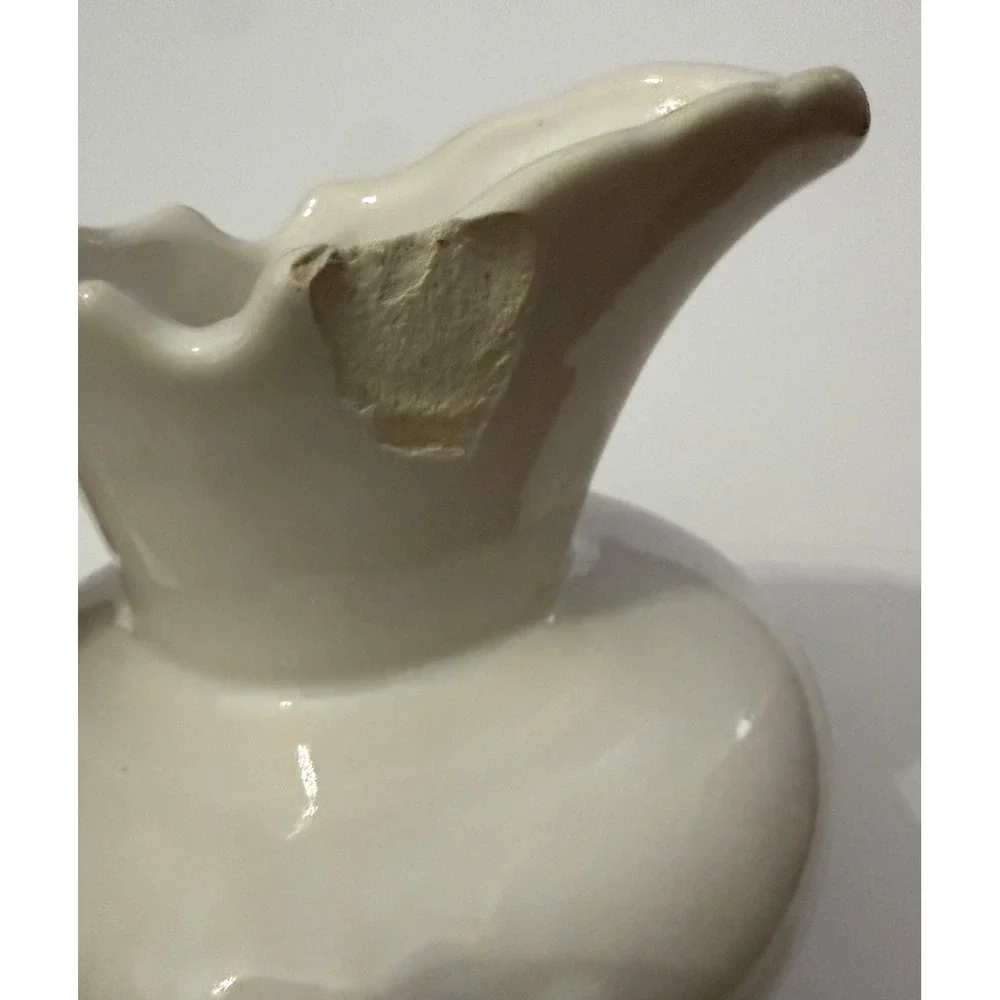 Vintage White Porcelain Creamer Pitcher Raised Bunch of Grapes Motif READ